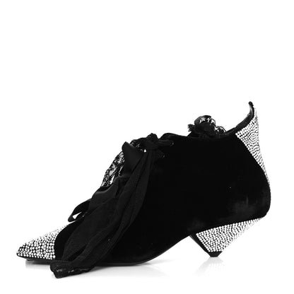Saint Laurent Velluto Master Crystal Embellished Blaze 45 La Strass Ankle Boots 40 Black 1 of 8