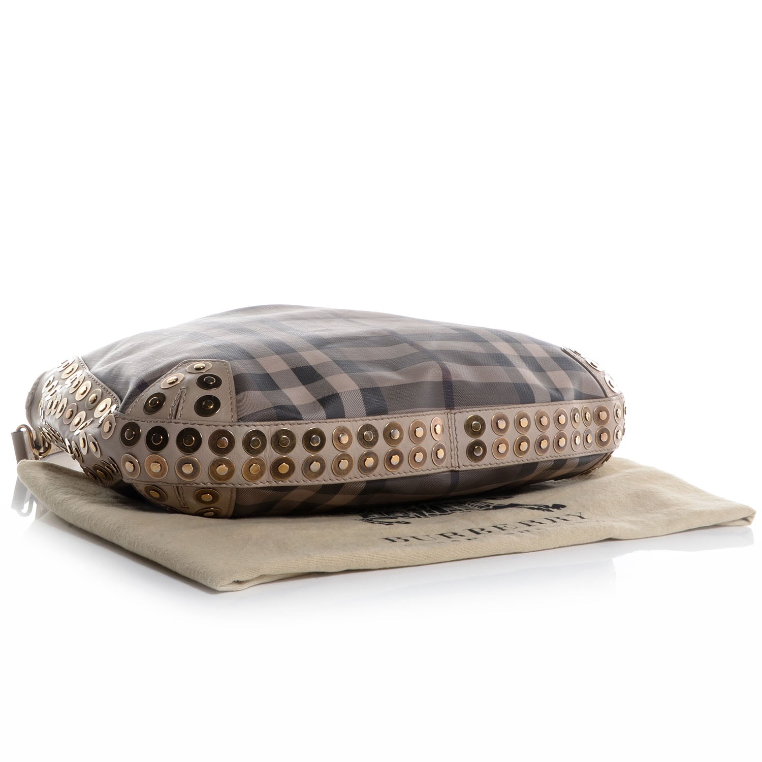 Burberry Smoked Check Studded Hobo Stone 5 of 13