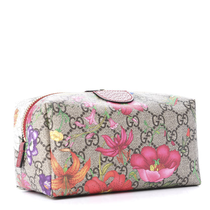 Gucci Soft GG Supreme Monogram Flora Calfskin Medium Ophidia Cosmetic Case Beige Ebony Multicolor Rosso 2 of 10