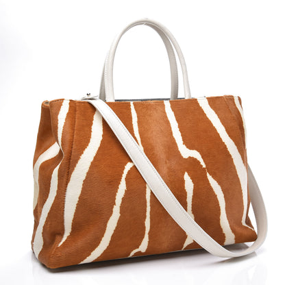 Fendi Calf Hair Zebra Print Regular 2Jours Tote Orange White 2 of 14