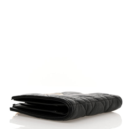 Christian Dior Grained Calfskin Supple Cannage Caro Dahlia Wallet Black 4 of 8
