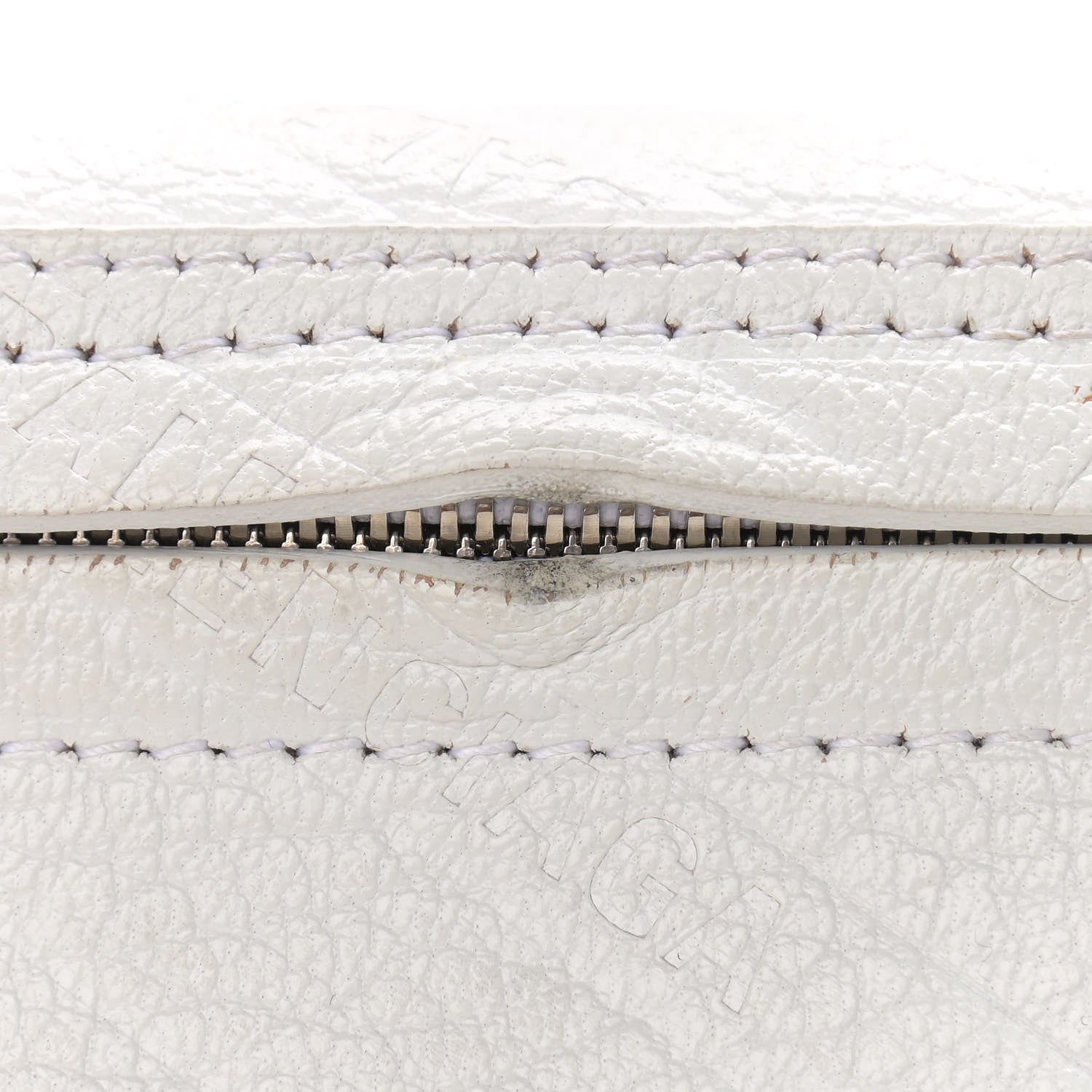 Balenciaga Shiny Goatskin Allover Logo Embossed XXS Souvenir Belt Bag White 10 of 18