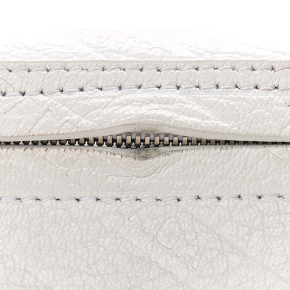 Balenciaga Shiny Goatskin Allover Logo Embossed XXS Souvenir Belt Bag White 10 of 18