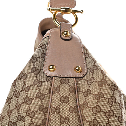 Gucci Monogram Large Jockey Hobo Beige 7 of 13