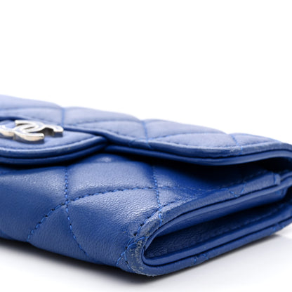 Chanel Lambskin Quilted Flap Card Holder Royal Blue 10 of 14