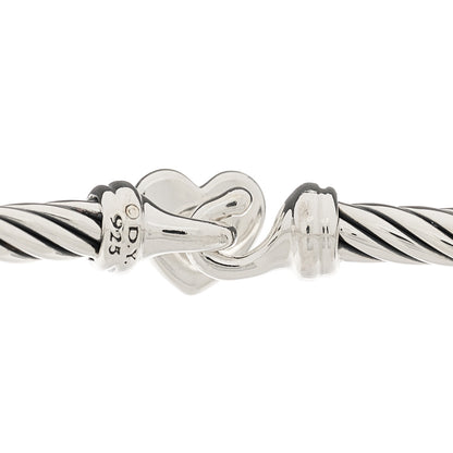 David Yurman Sterling Silver Diamond Cable Collectibles Heart Bracelet 3 of 3