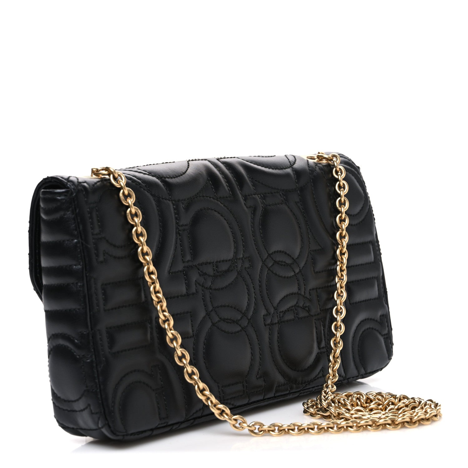 Salvatore Ferragamo Calfskin Quilted Gancini Mini Bag Black 3 of 11