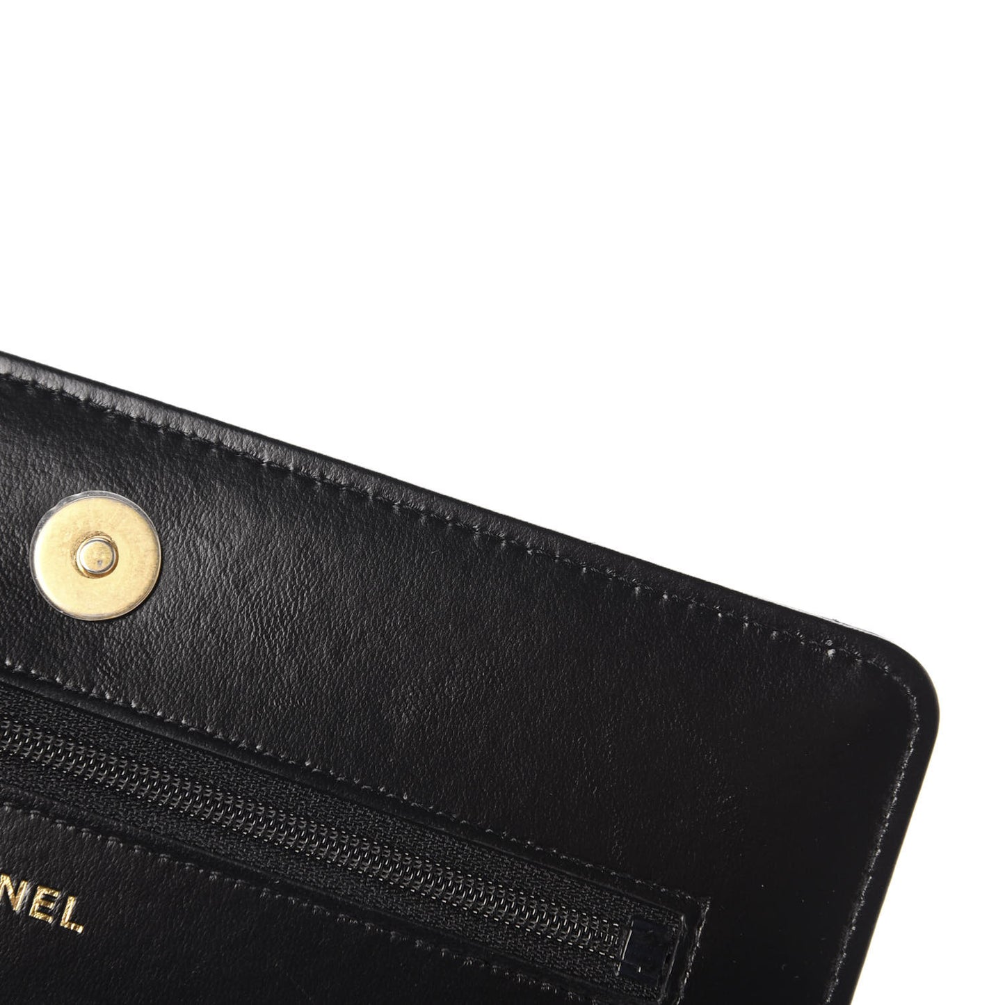 Lambskin Quilted Running Chain Wallet On Chain WOC Black