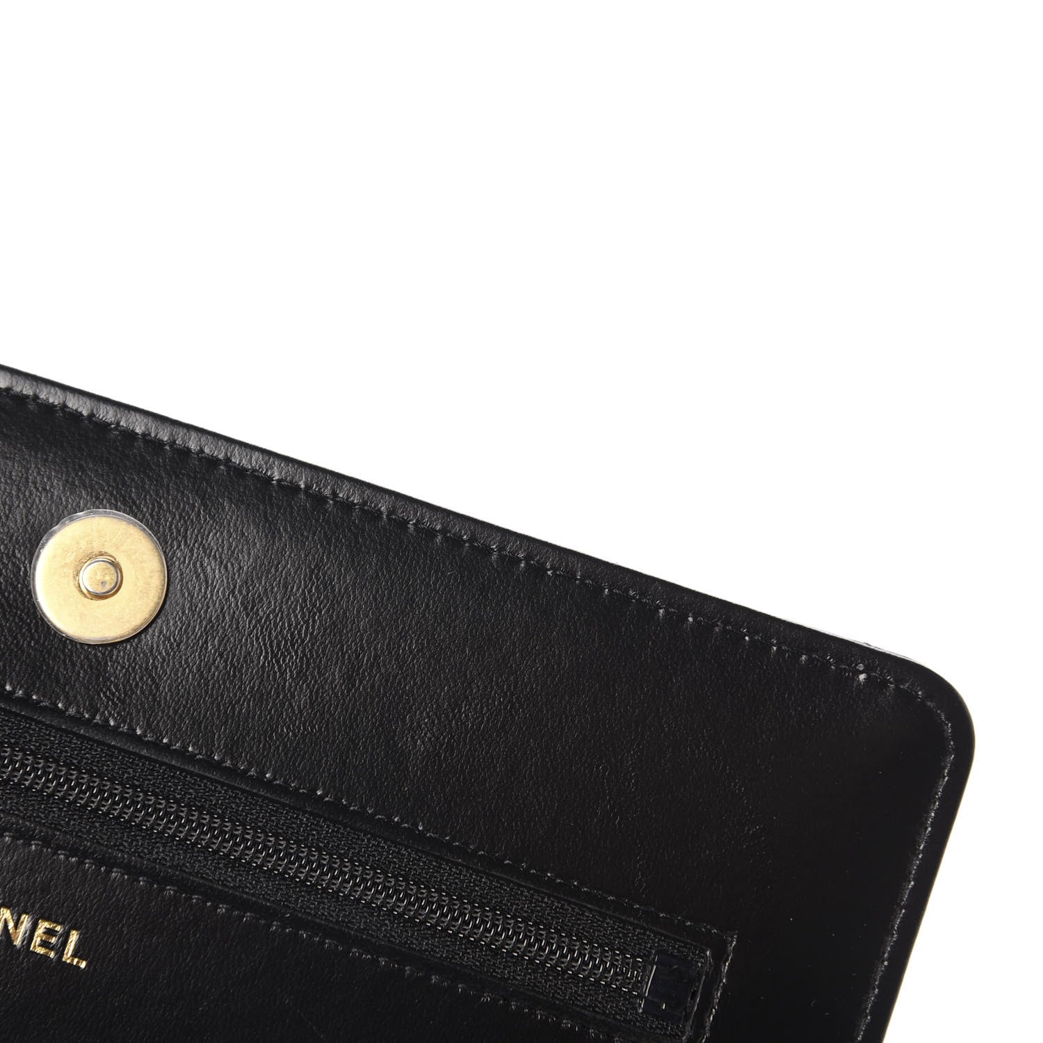 Chanel Lambskin Quilted Running Chain Wallet On Chain WOC Black 9 of 13