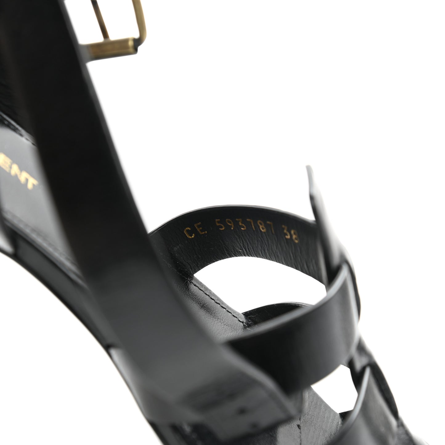 Calfskin Oak Flat Sandals 38 Black