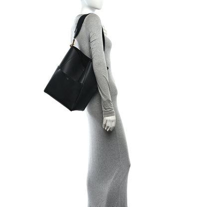 Celine Soft Grained Calfskin Sangle Bucket Bag Black 2 of 9