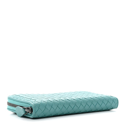 Bottega Veneta Nappa Intrecciato Zip Around Wallet Aqua 4 of 10