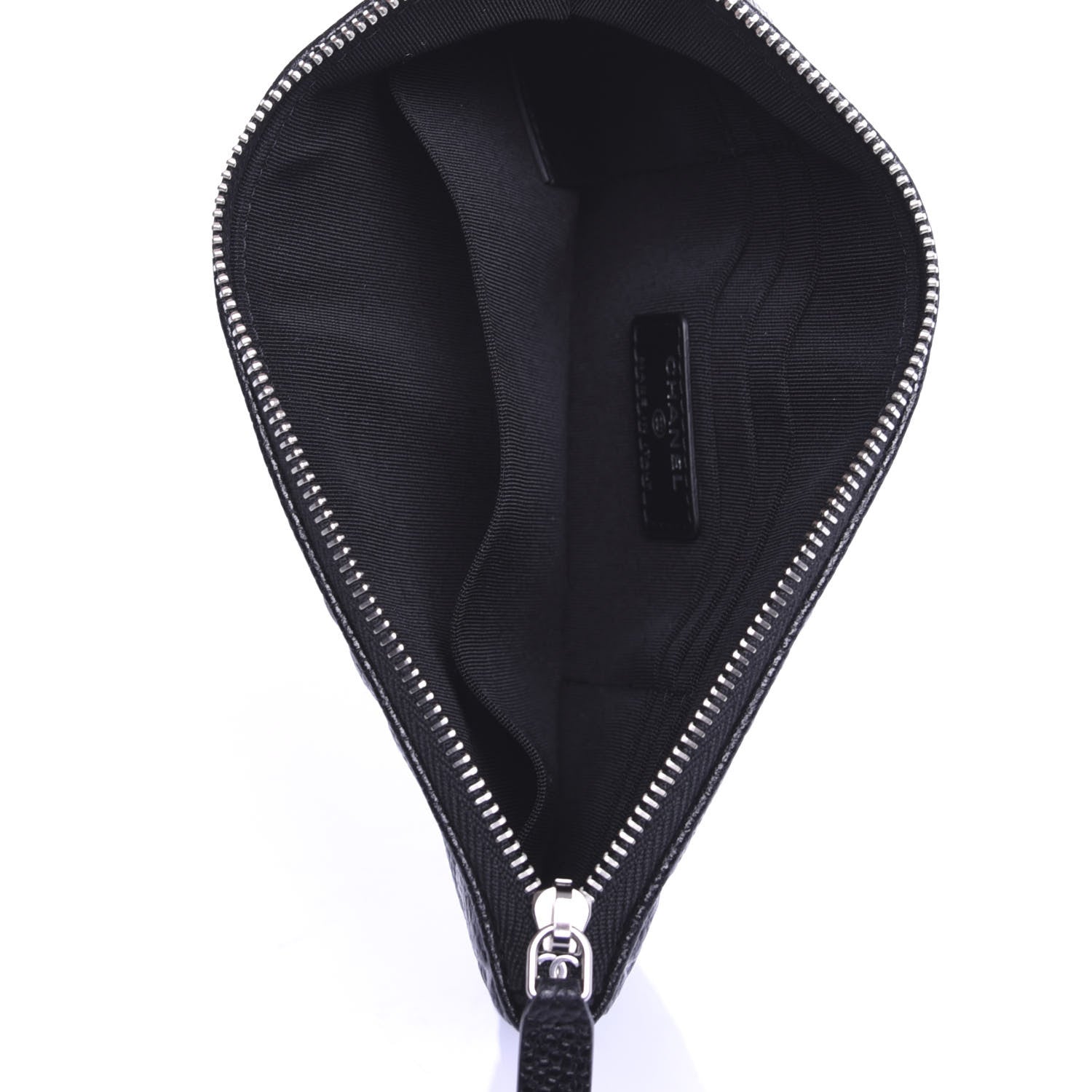 Chanel Caviar Camellia Embossed Cosmetic Pouch Black 5 of 7