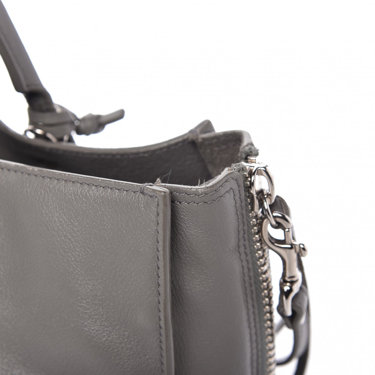 Veau Papier A6 Zip Around Tote Gris Acier