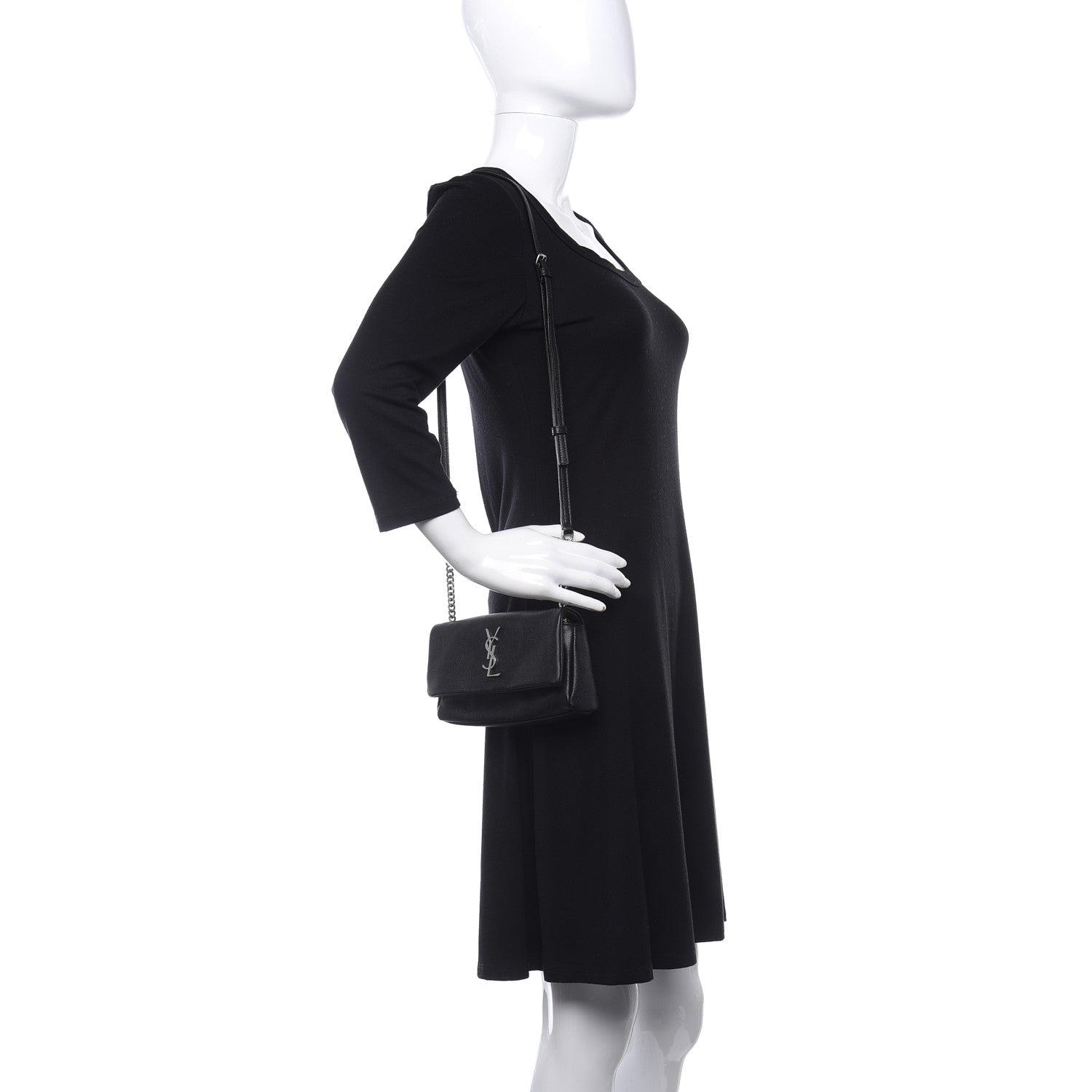 Saint Laurent Grain De Poudre Monogram Toy West Hollywood Fold-Over Bag Black 3 of 9