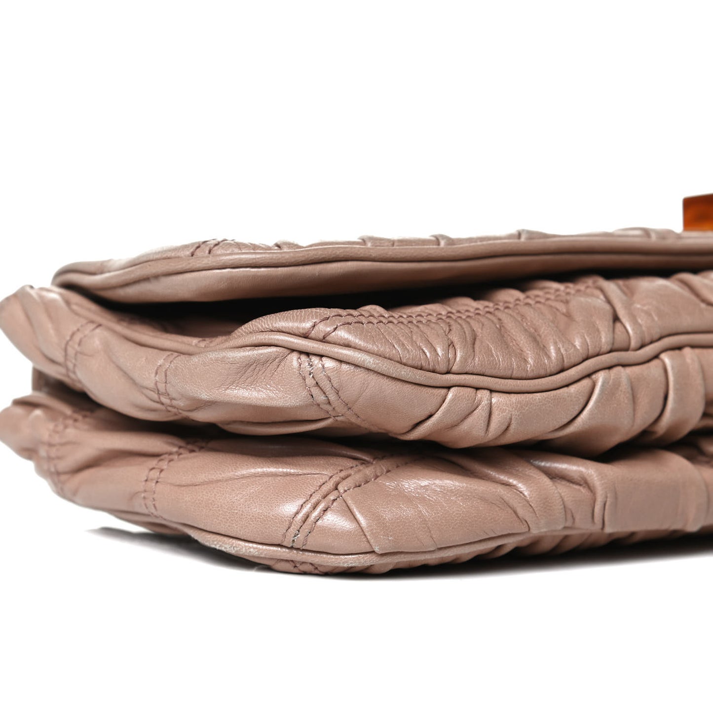Nappa Gaufre Ruched Wristlet Clutch Pomice