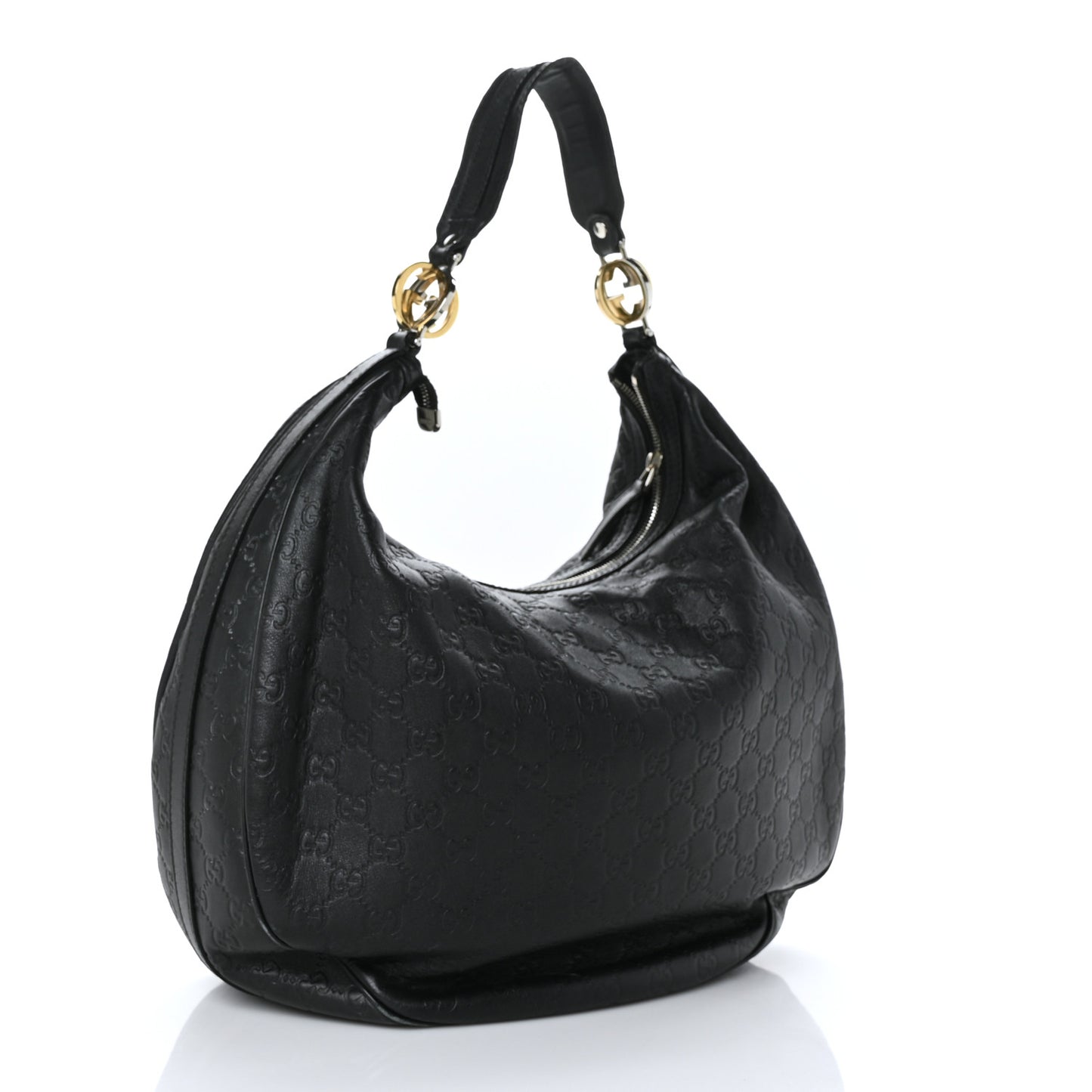 Guccissima Large GG Twins Hobo Black