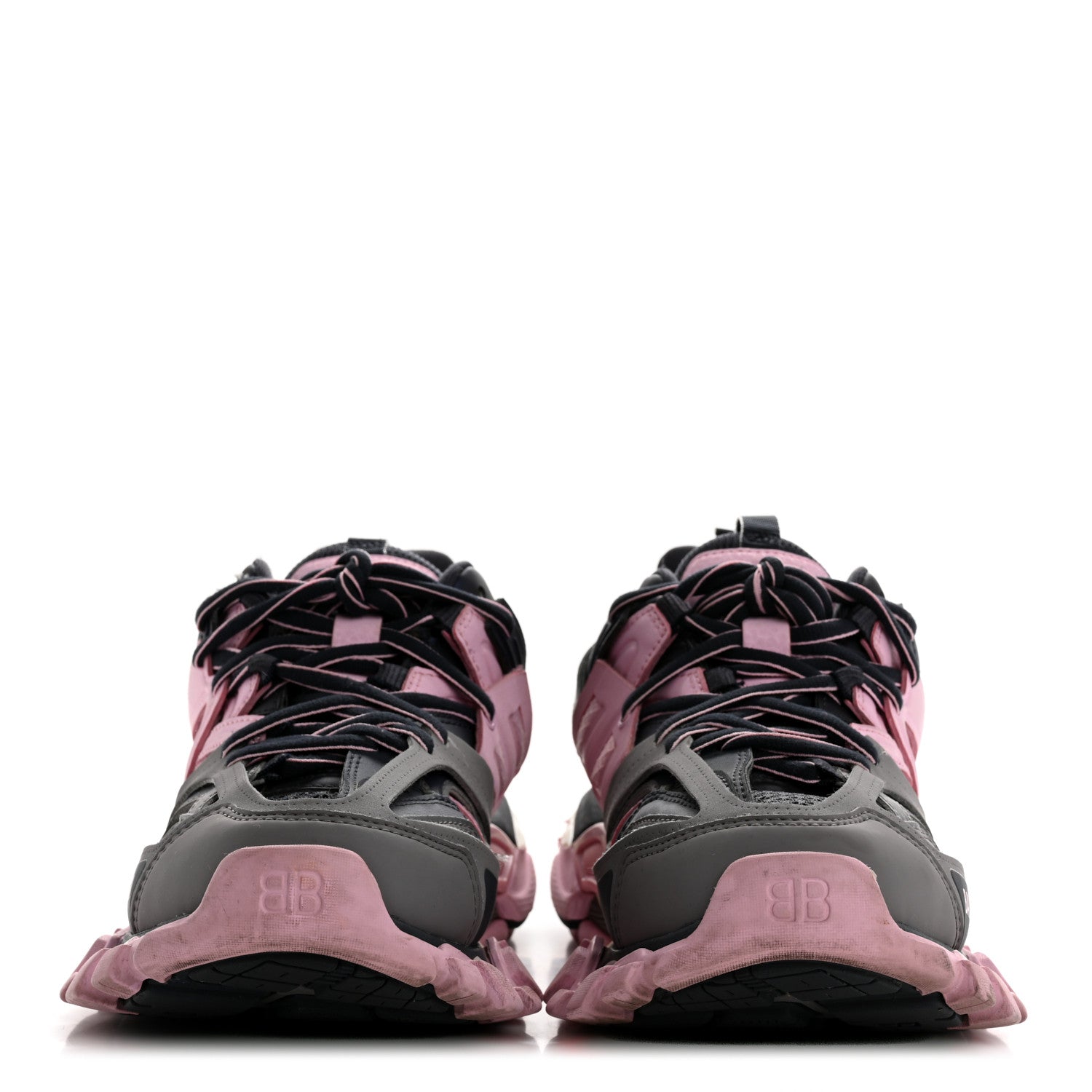 Balenciaga Mesh Rubber Tri-Color Womens Track Sneakers 37 Dark Grey Pink Grey 3 of 10