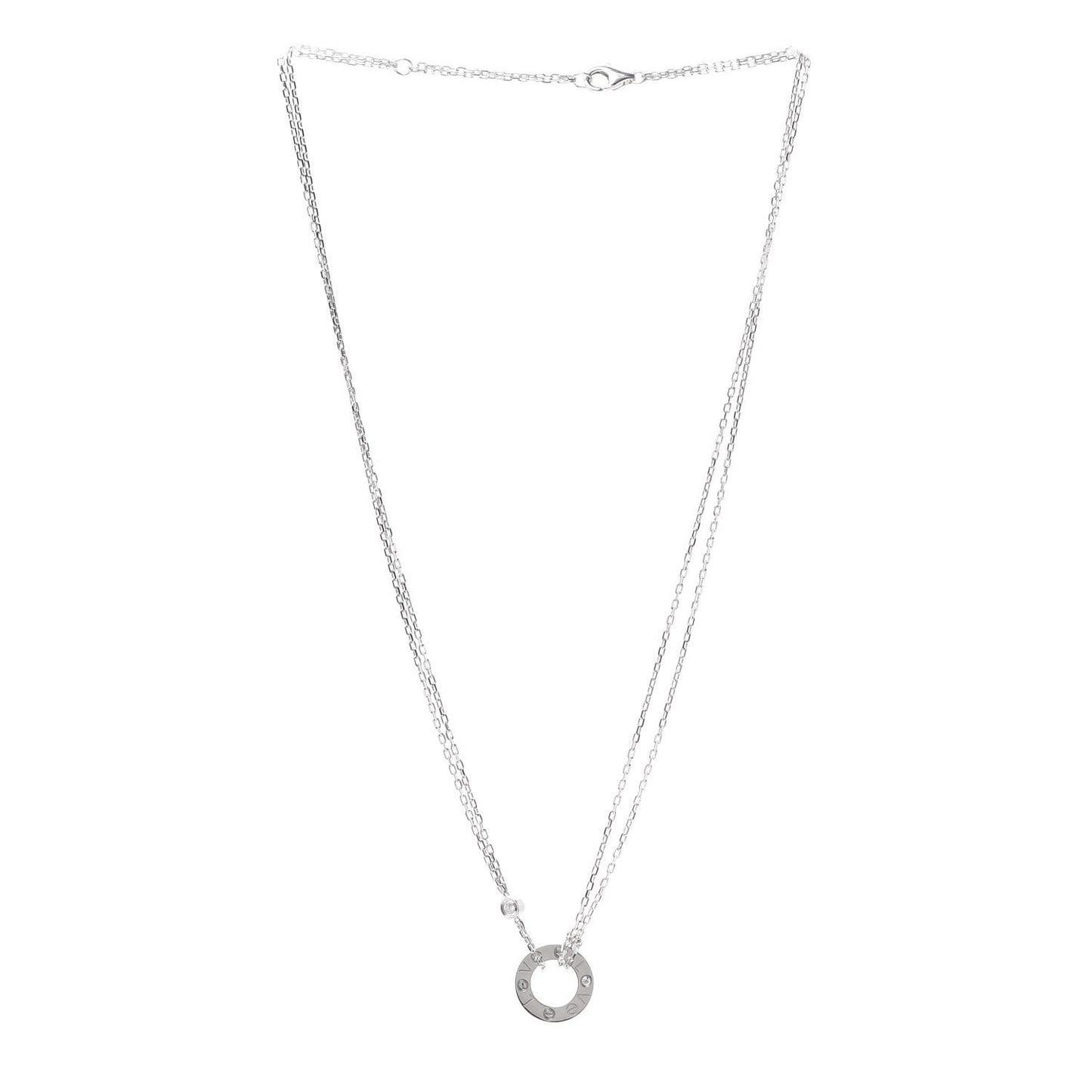 18K White Gold 2 Diamond LOVE Necklace