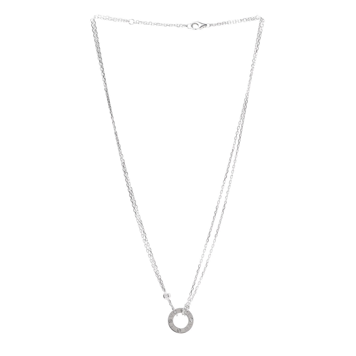 Cartier 18K White Gold 2 Diamond LOVE Necklace 3 of 7