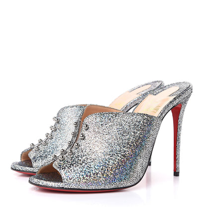 Christian Louboutin Nappa Mica PVC Glitter Predumule 100 Pumps 39 Silver 3 of 9