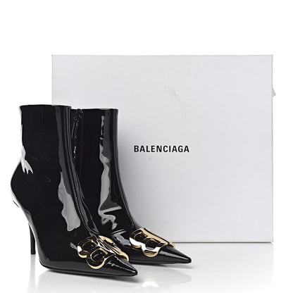 Balenciaga Patent BB Pointy Toe Ankle Booties 39.5 Black 11 of 11