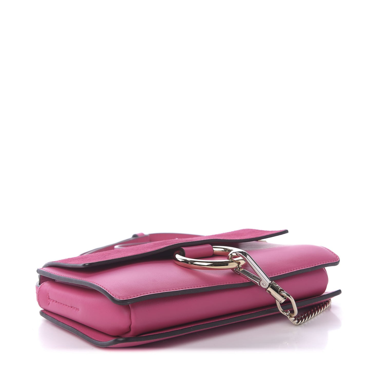 Suede Calfskin Small Faye Shoulder Bag Fuchsia Rose
