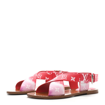 Louis Vuitton Monogram Escale Palma Flat Sandals 37.5 Rouge 3 of 6