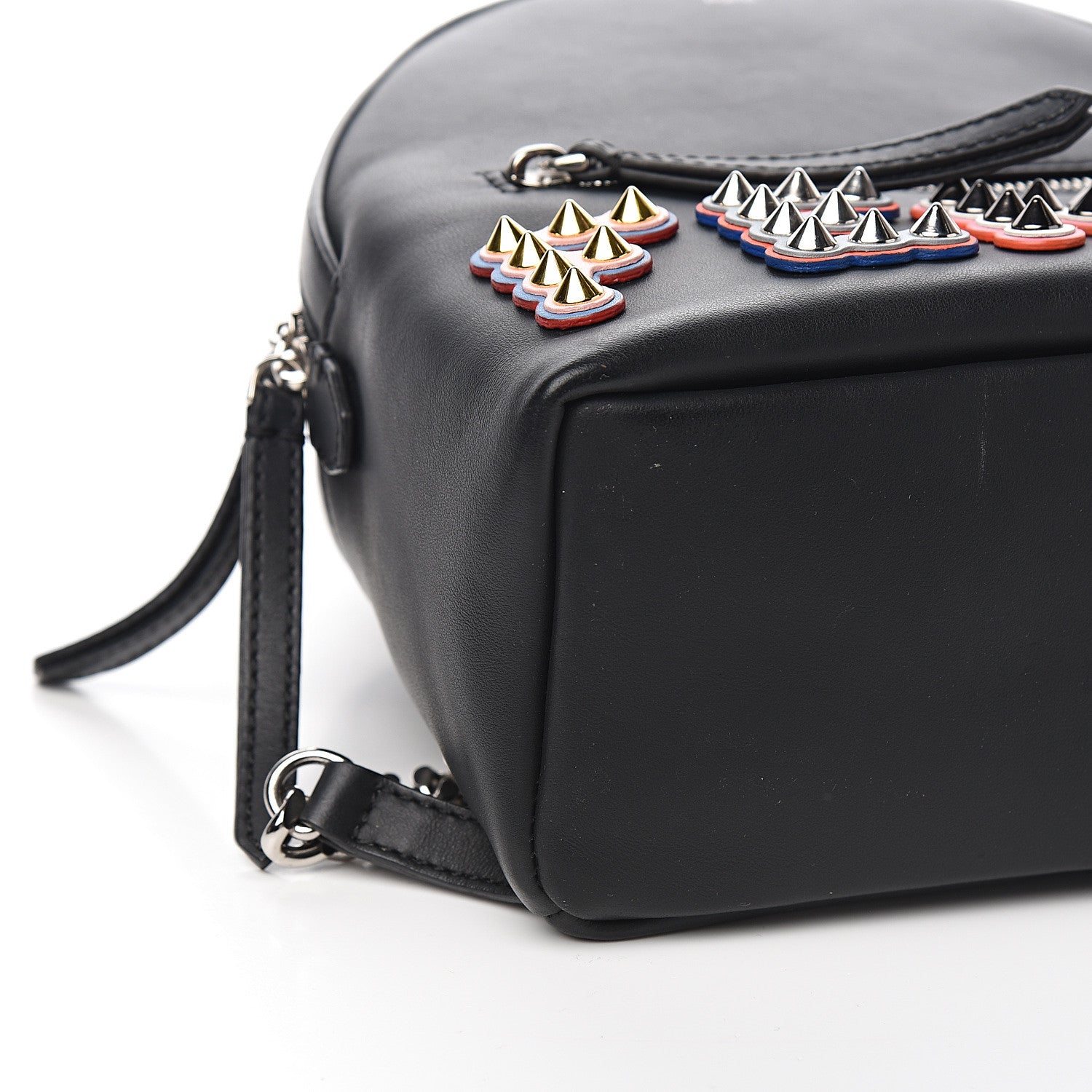 Fendi Vitello Century Fun Fair Metal Studded Mini Backpack Black Multicolor 7 of 9