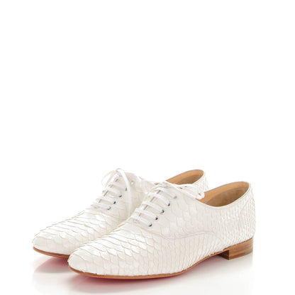 Christian Louboutin Python Crystal Kid Fred Flats 38 Glacier 3 of 9