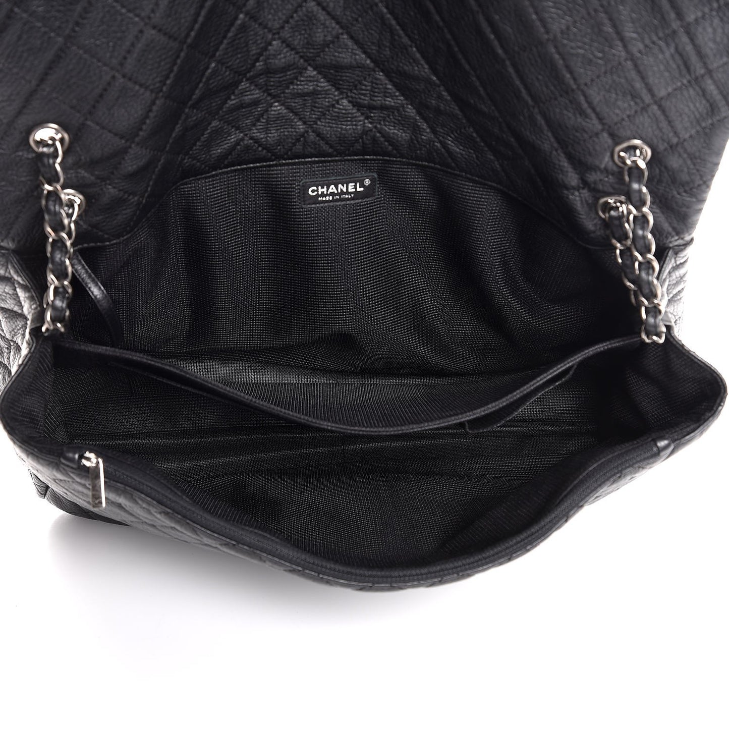 Calfskin Quilted XXL Travel Flap Bag Black