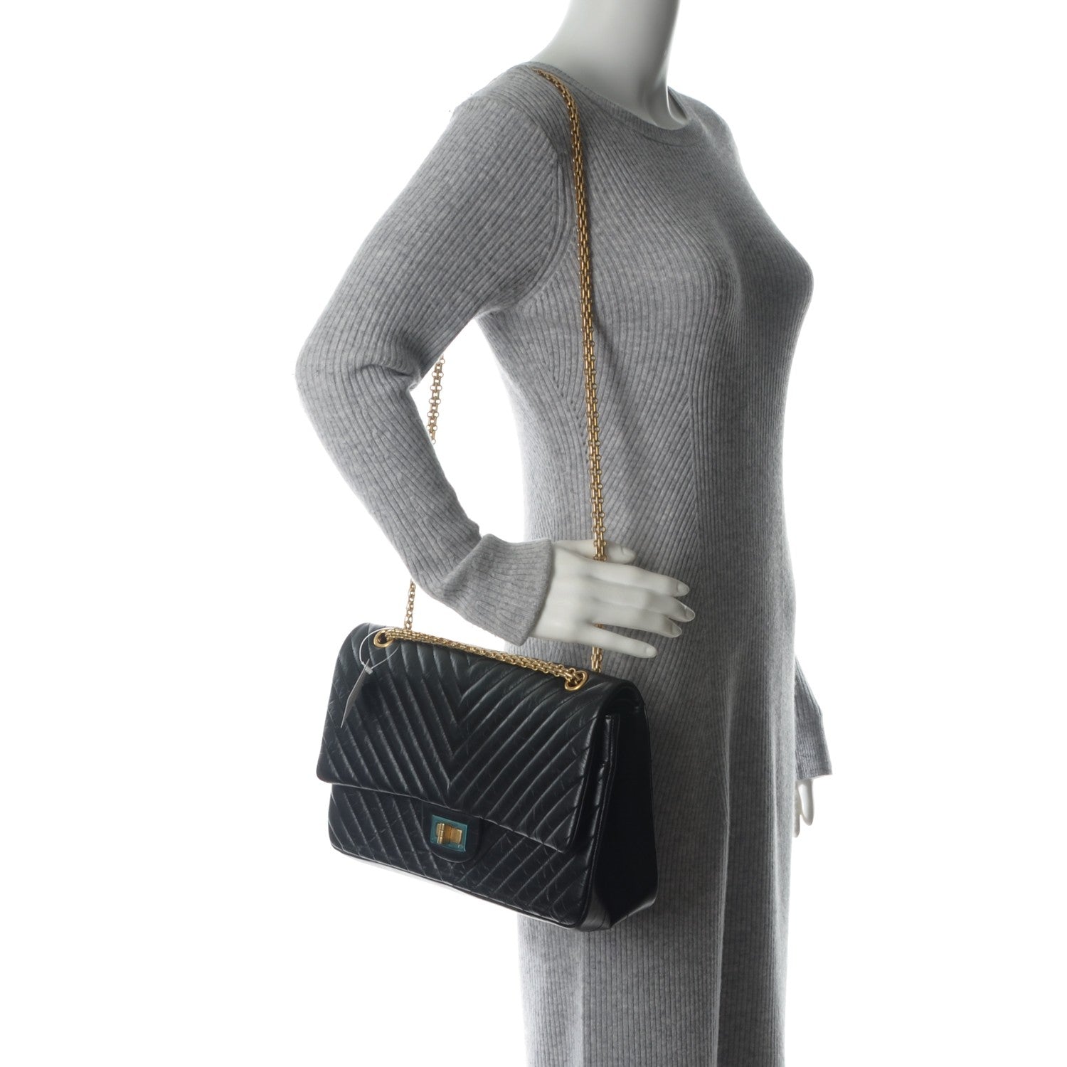 Chanel Aged Calfskin Chevron Quilted 2.55 Reissue 227 Flap Black 2 of 7
