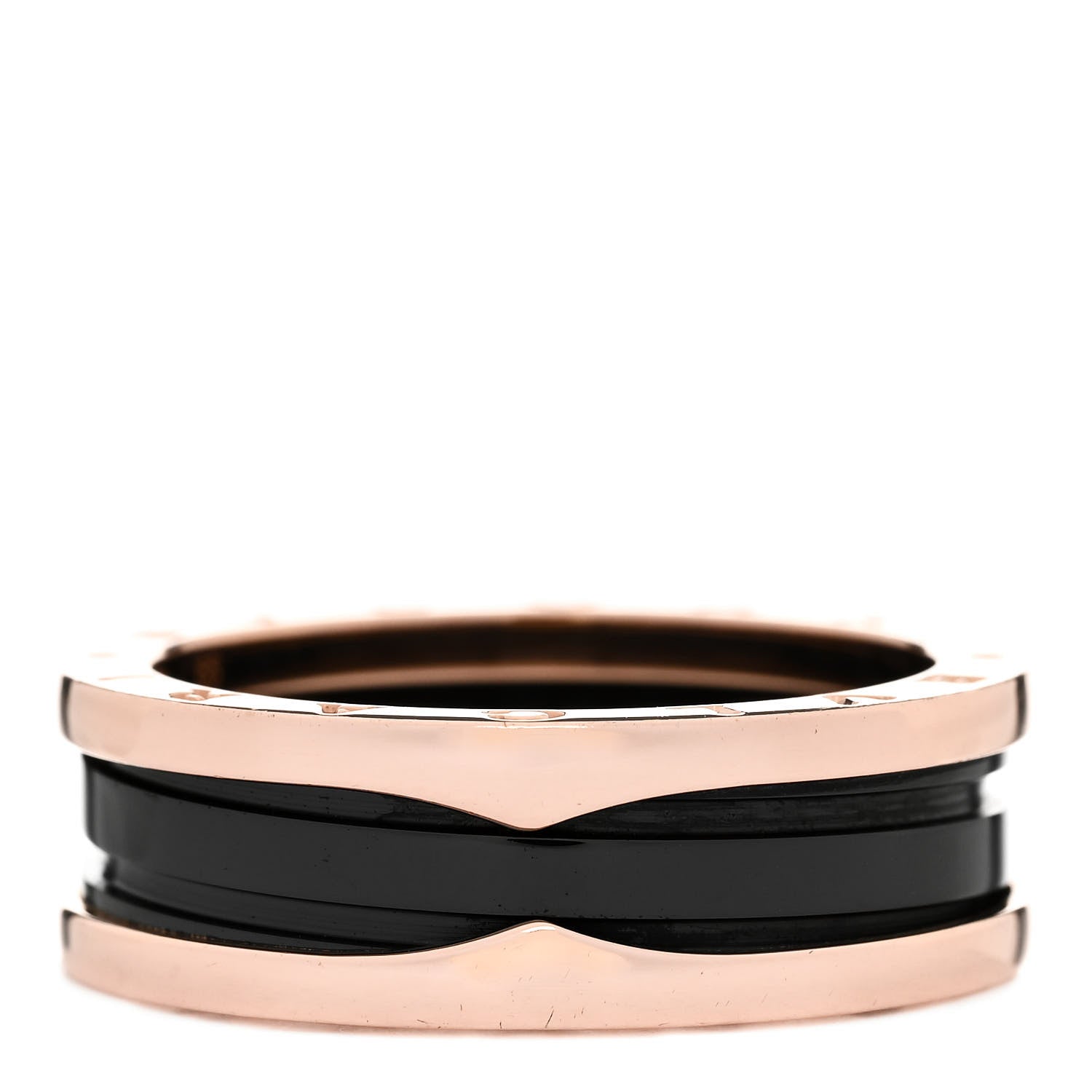 Bulgari 18K Rose Gold Black Ceramic B.Zero1 Two-Band Ring 65 11 1 of 6