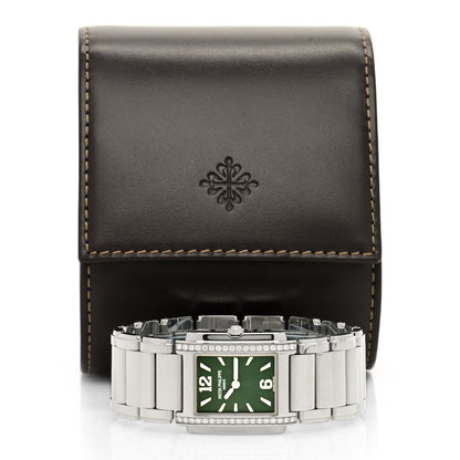 Patek Philippe Stainless Steel Diamond 25mm Twenty-4 Quartz Watch Olive Green 4910/1200A-011 5 of 5