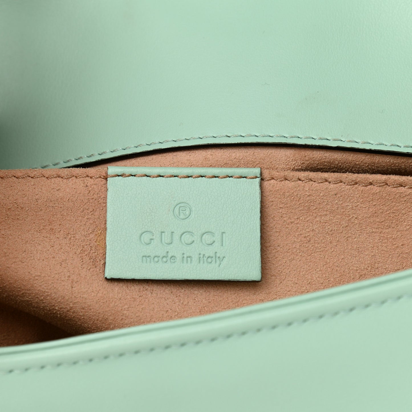 Calfskin Matelasse Mini GG Marmont Shoulder Bag Water Green