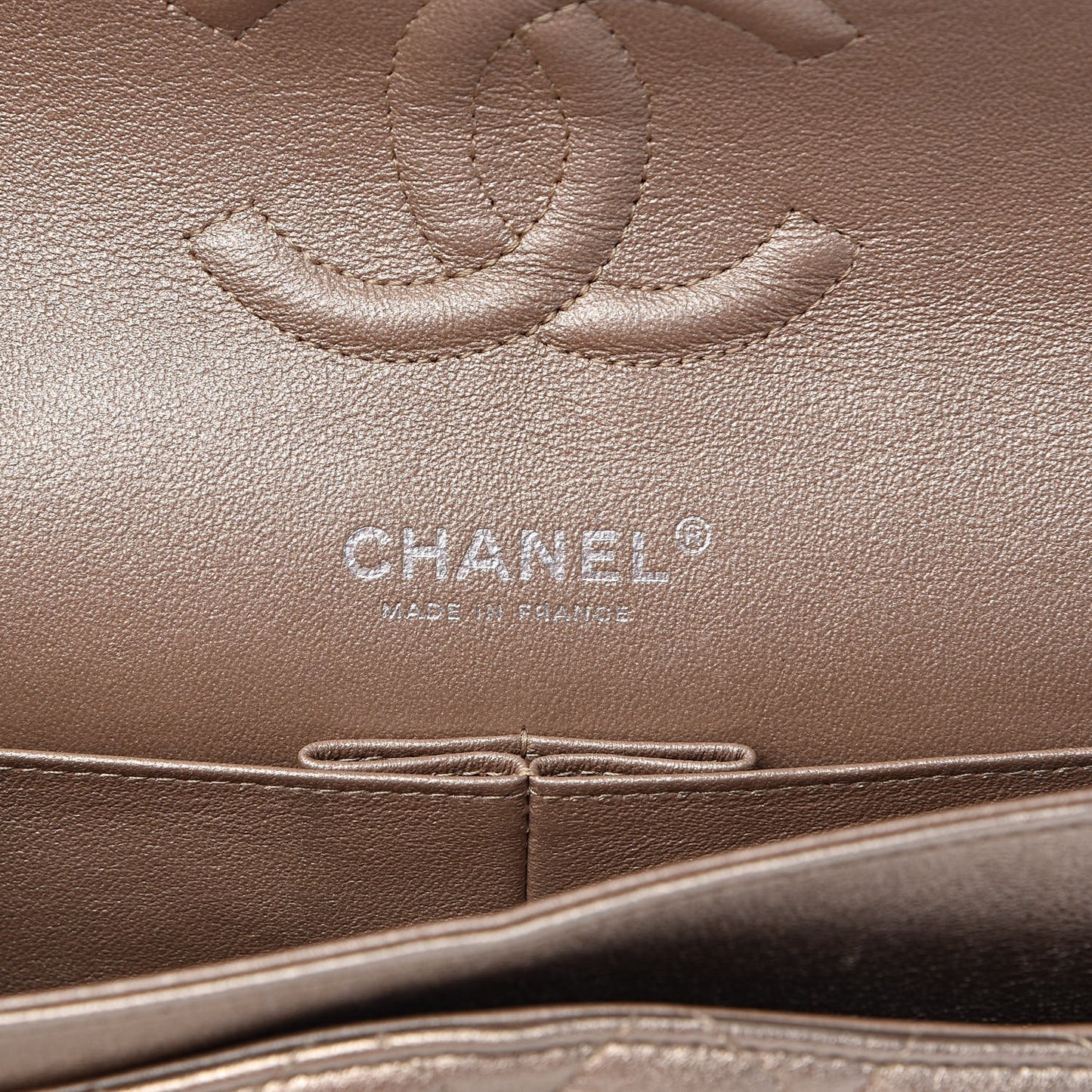Metallic Lambskin Quilted Medium Double Flap Gold