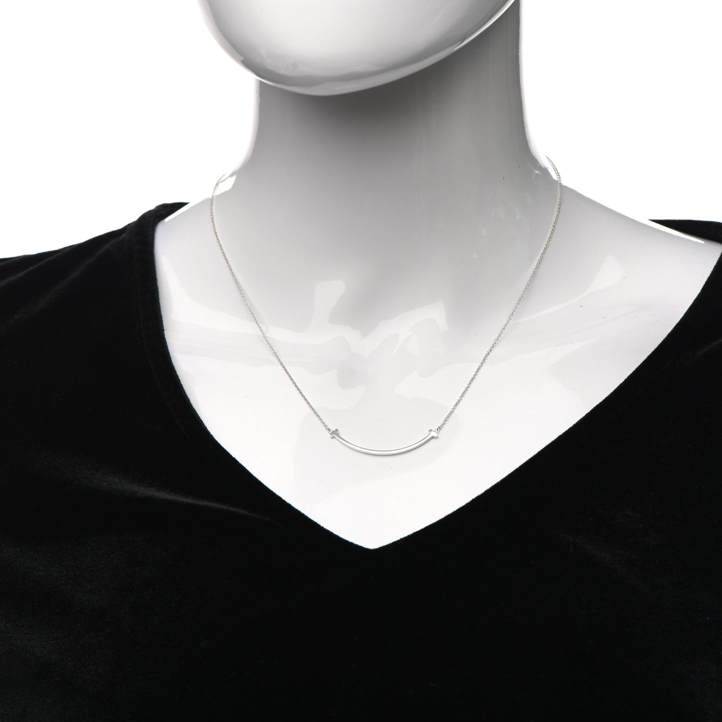Sterling Silver Small T Smile Pendant Necklace