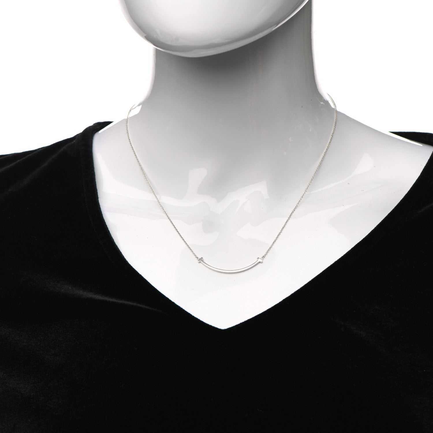 Tiffany Sterling Silver Small T Smile Pendant Necklace 2 of 6