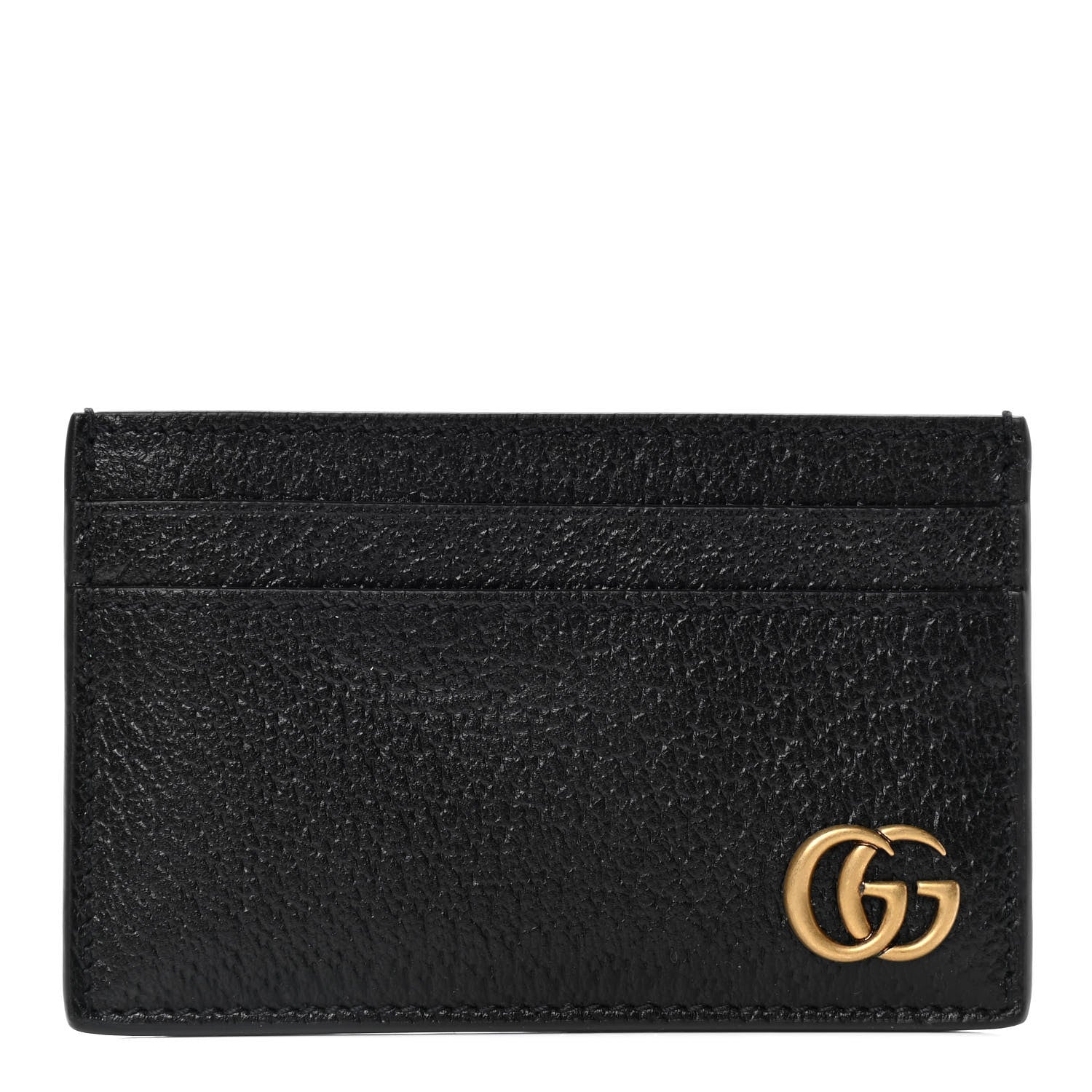 Gucci Calfskin Boar Effect GG Marmont Card Holder Black 1 of 5