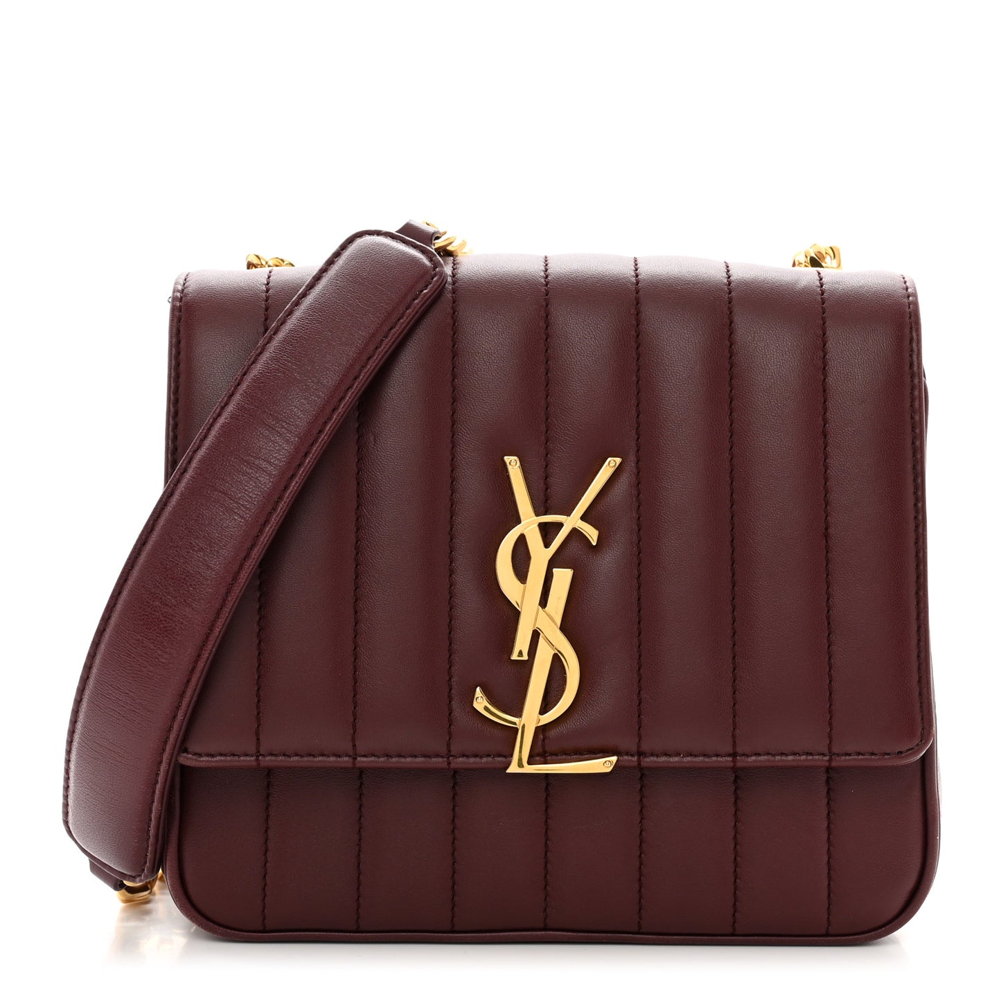 Lambskin Matelasse Monogram Medium Vicky Chain Bag Dark Legion Red