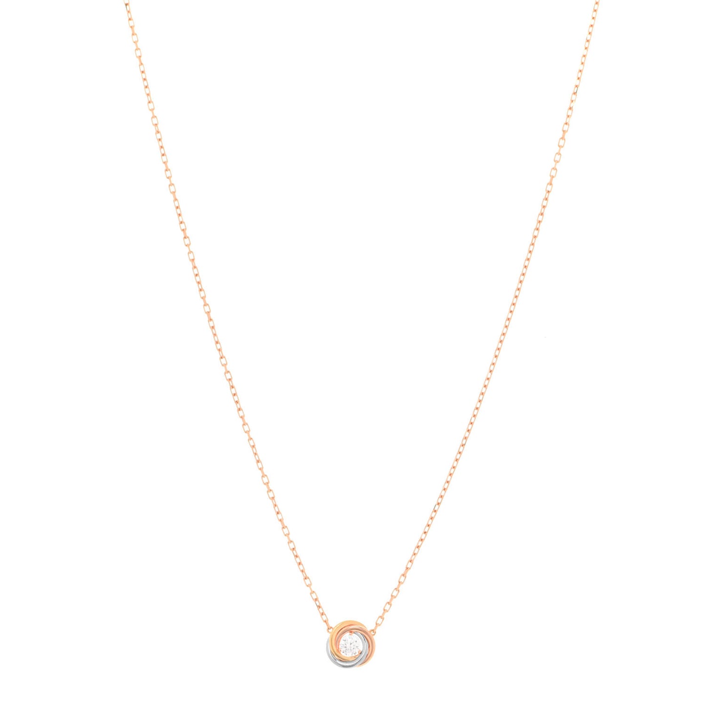 18K Pink White Yellow Gold Diamond Trinity De Cartier Pendant Necklace
