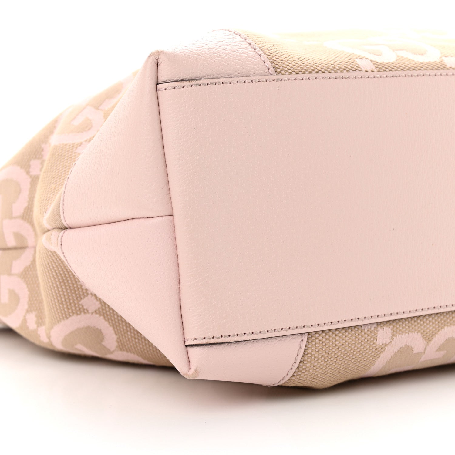 Gucci Monogram Jumbo GG Textured Dollar Calfskin Medium Ophidia Shopping Tote Beige Perfect Pink 9 of 10