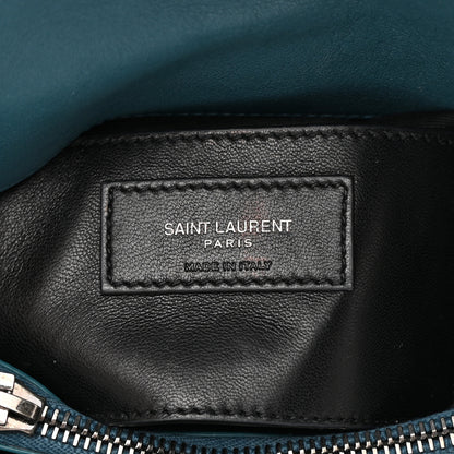 Saint Laurent Sheepskin Matelasse Chevron Monogram Medium College Bag Petrol Green 7 of 14