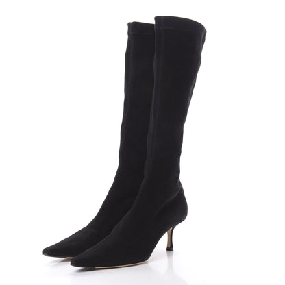 Jimmy Choo Suede Holly Stretch Knee High Boots 37 Black 3 of 8