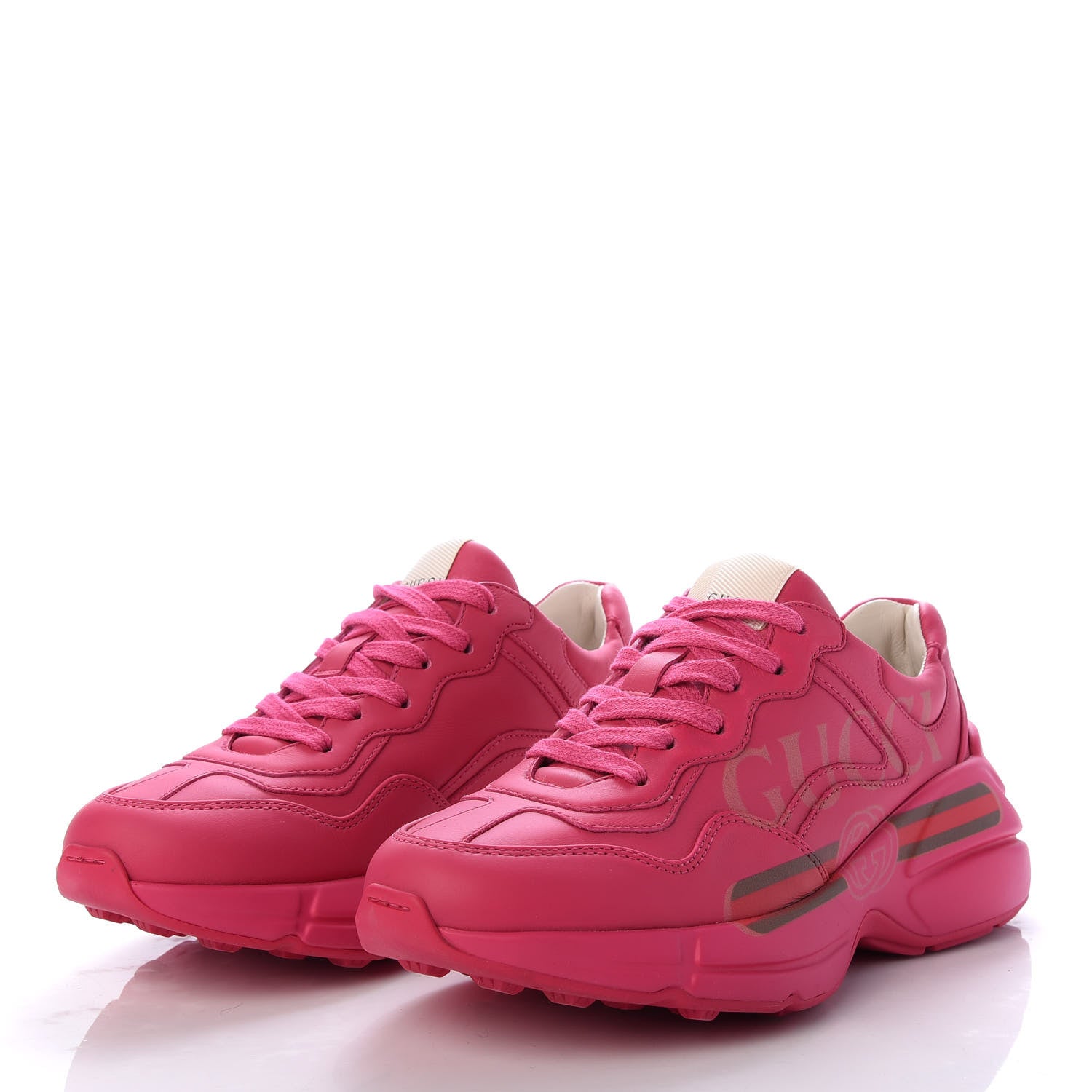Gucci Calfskin Logo Womens Rhyton Sneakers 35 Box Pink 3 of 9