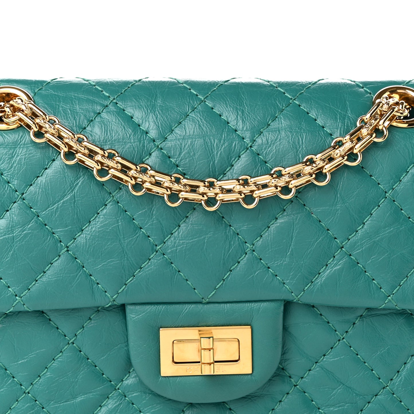 Aged Calfskin Quilted 2.55 Reissue Mini Flap Green