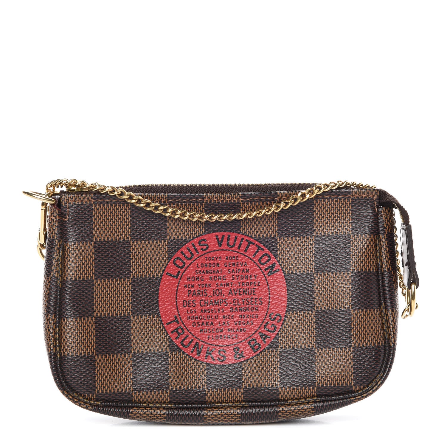 Louis Vuitton Damier Ebene Complice Trunks and Bags Mini Pochette Accessories Red 1 of 9
