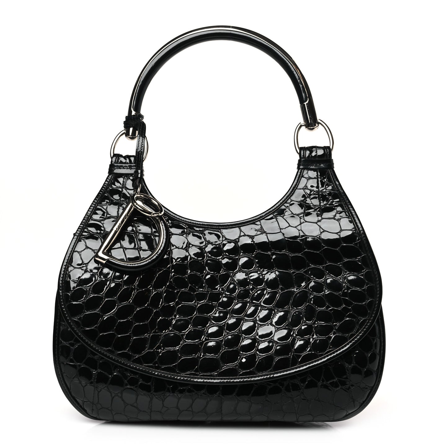 Patent Crocodile Embossed 61 Tote Black