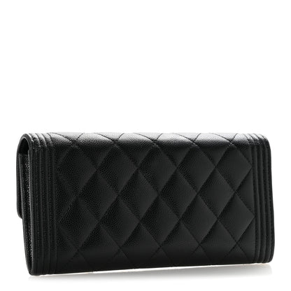 Chanel Caviar Quilted Large Boy Gusset Flap Wallet Black 3 of 12