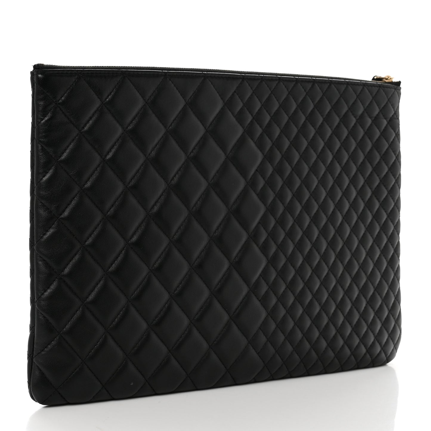 Lambskin Bi Quilted Large Cosmetic Case Black